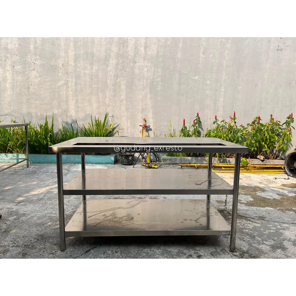 [BEKAS] EX RESTO MEJA STAINLESS 3 SUSUN 145x75x85cm
