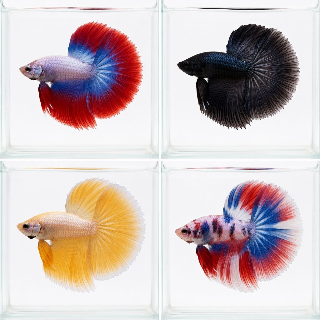 Ikan Cupang Hias Halfmoon Rosetail Size M - Warna Acak, Garansi Hidup, Gratis Pakan
