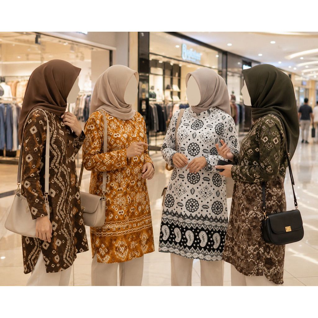 Tunik Atasan Cindo Jumputan Palembang | Bahan Dolby Printing