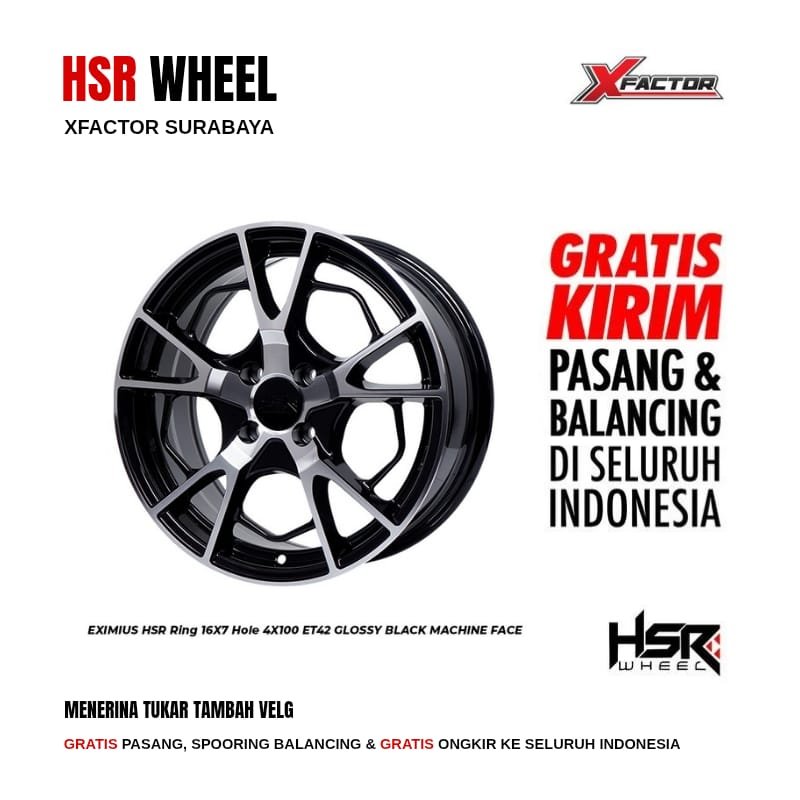 VELG MOBIL R16 HSR EXIMIUS HSR R16X7 4X100 ET42 GBMF 4 PCS VELG