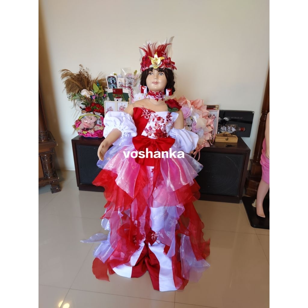 Kostum anak perempuan tema merah putih kemerdekaan