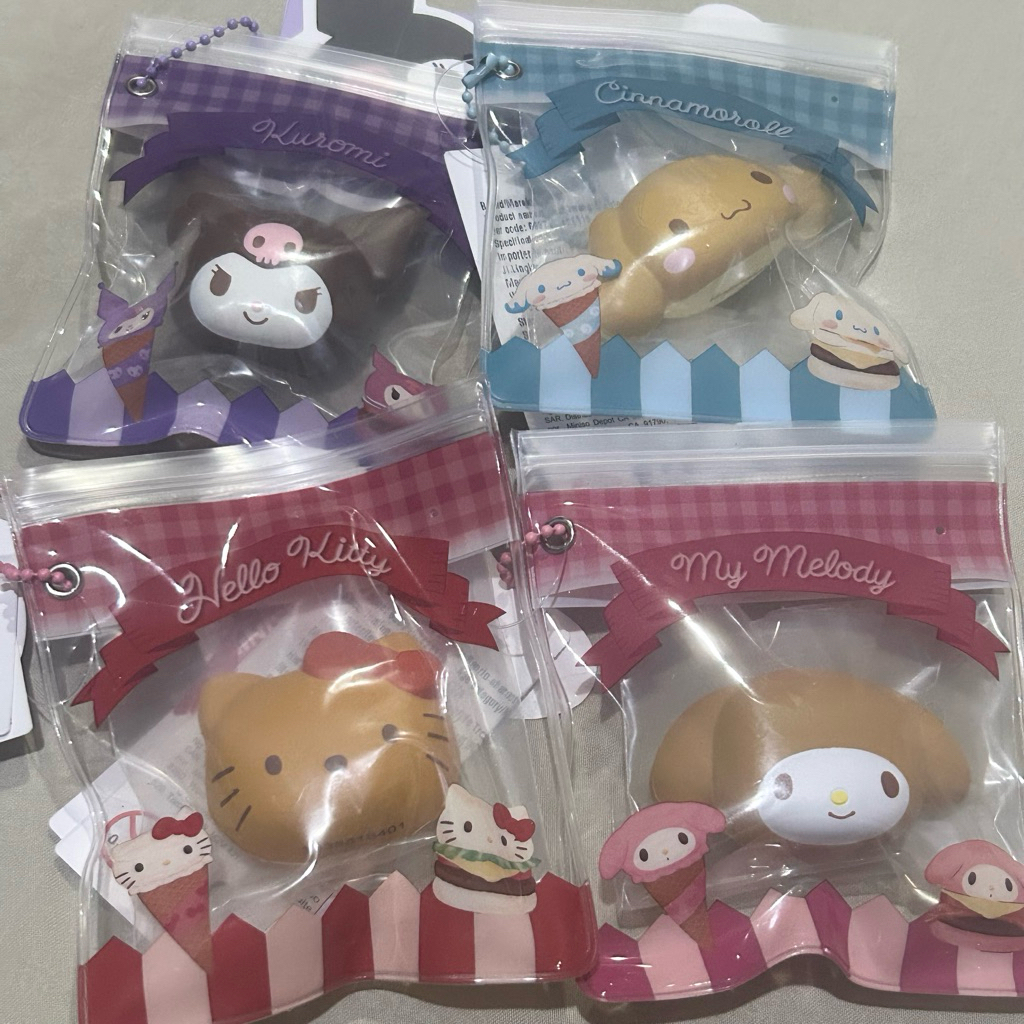 miniso sanrio characters squishy (kuromi, cinnamoroll, hello kitty, my melody)