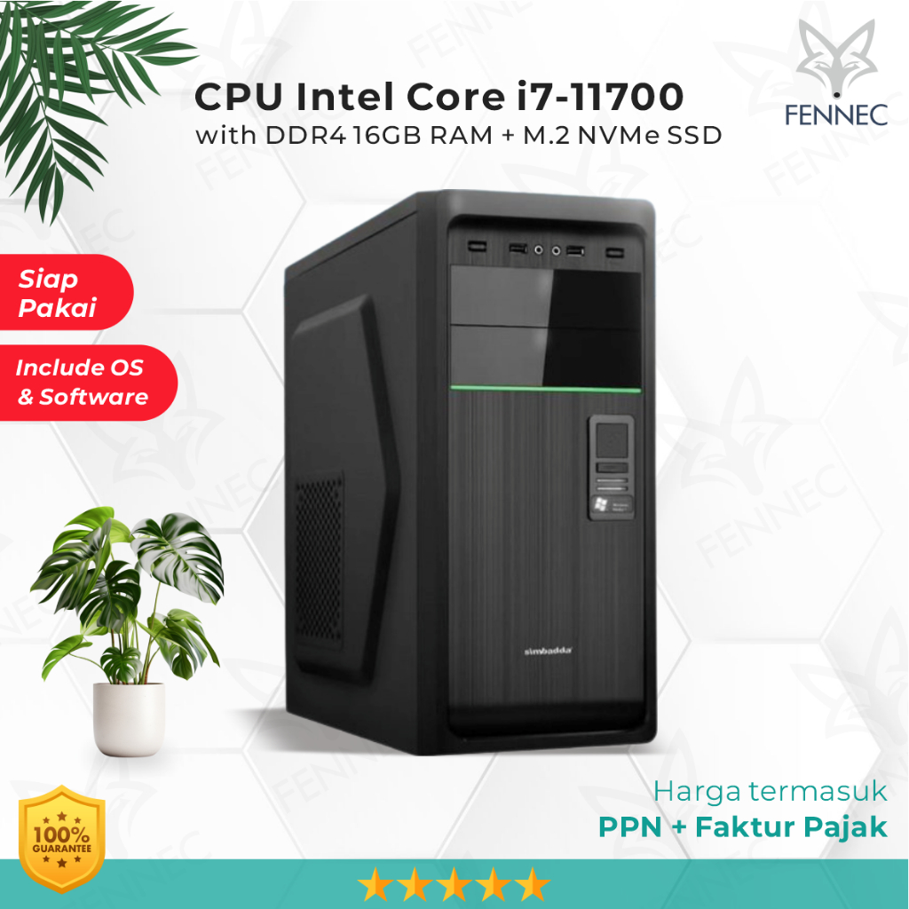 CPU PC Komputer Intel Core i7-11700 Gen-11 RAM 16GB SSD Rakitan Office