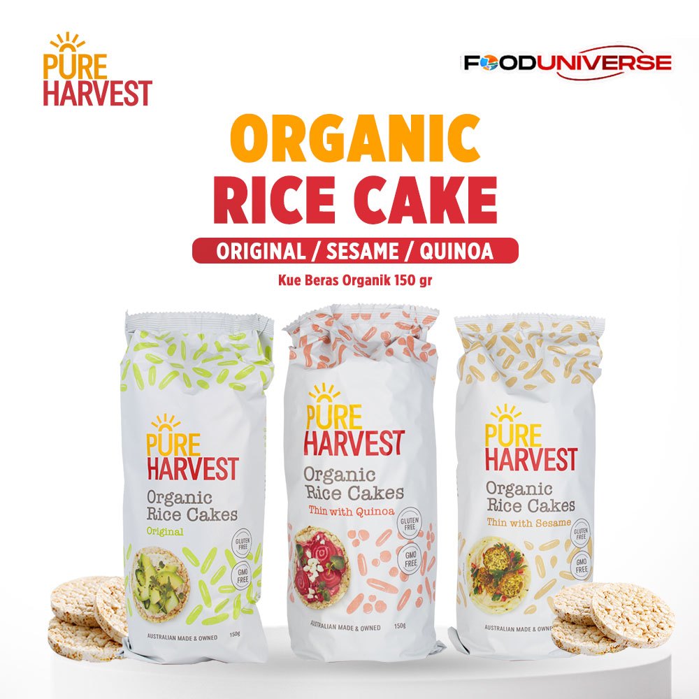 Pure Harvest Organic Rice Cakes 150 g - Original / Sesame / Quinoa | Kue Beras Organik 150 gr
