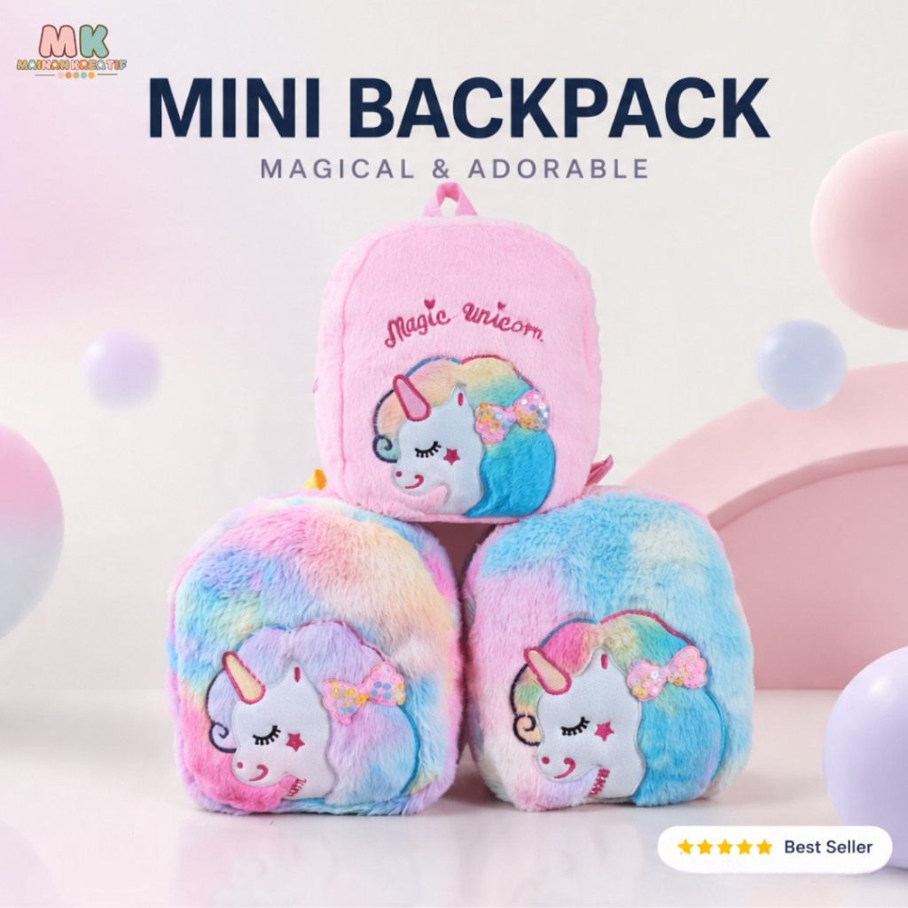 Tas Sekolah Backpack Mini Lucu Fashion Korean Style Tas Perempuan kekinian karakter Unicorn mk519