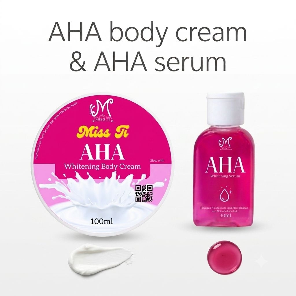 Miss Ti - AHA Bleaching 100ml + AHA Serum 30ml pink pemutih badan lulur body cream body mask Skincar