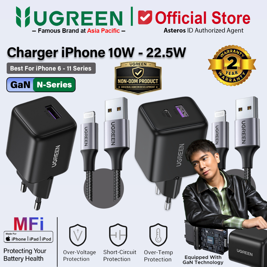 UGREEN Charger MFi iPhone 5 6 7 8 X XR Xs USB Lightning Fast Charging 10w 18w 22.5w