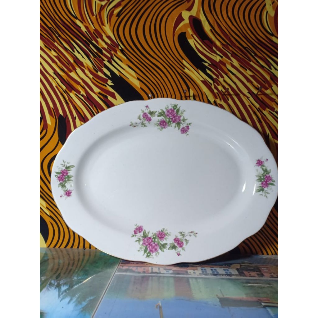Piring oval/lodor keramik jumbo wild rose