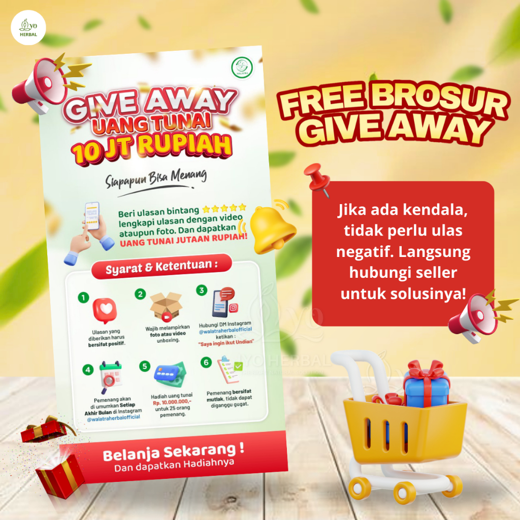 Free Brosur Give Away Undian Uang Tunai 10JT Setiap Pembelian Semua Produk di Toko JYO Herbal - Send