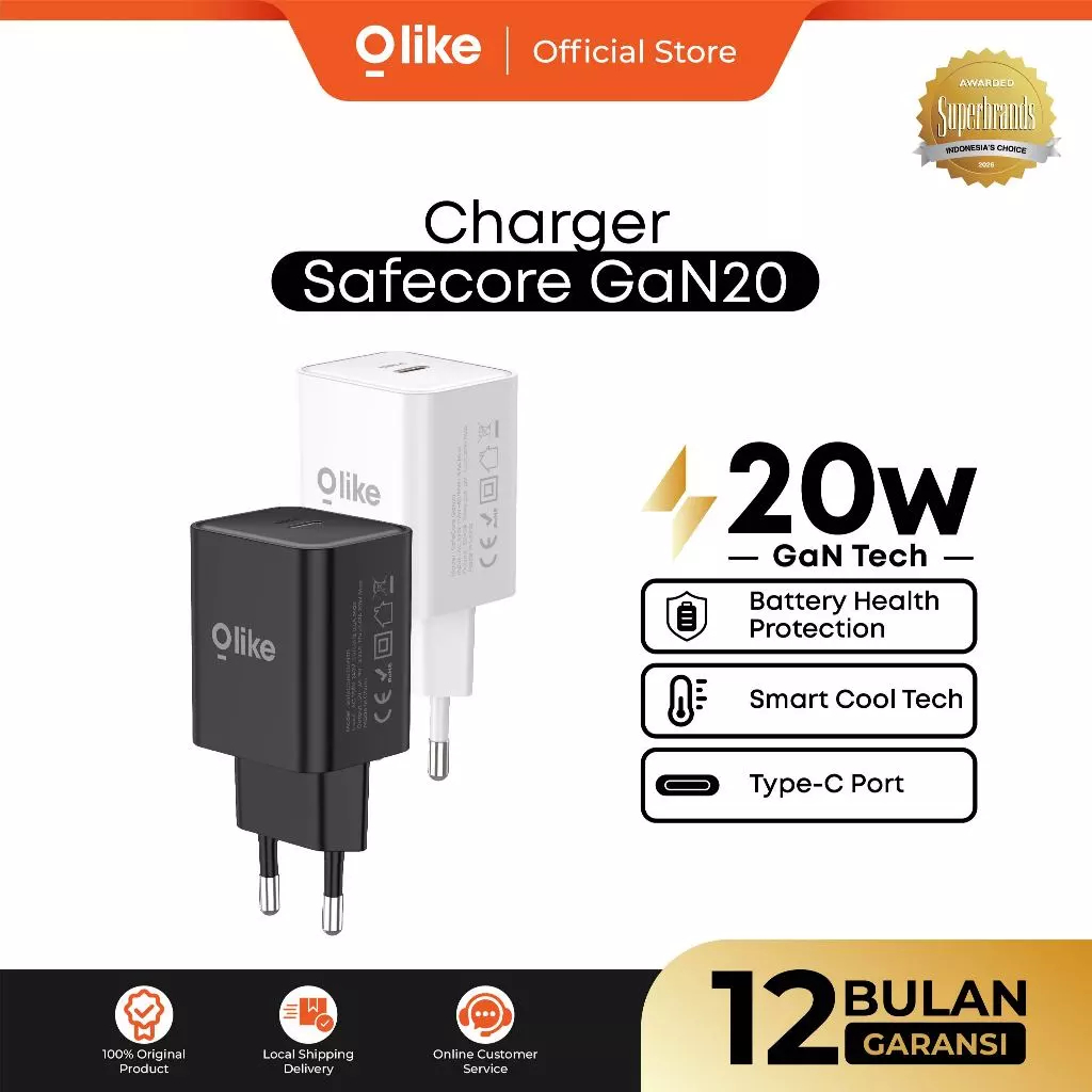Olike Kepala GAN 20 Charger Adapter SafeCore GaN Series  MFI