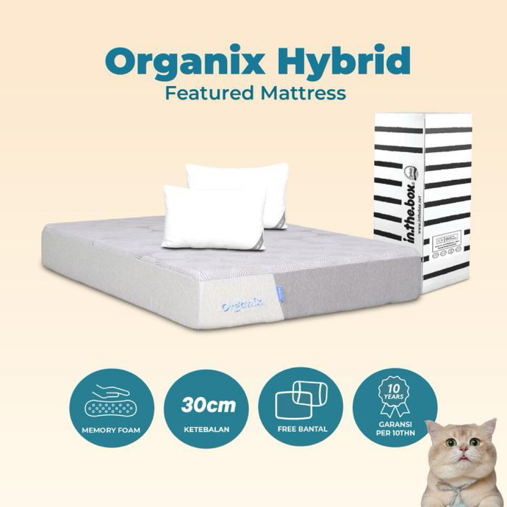 kasur in the box hybrid organix 180x200
