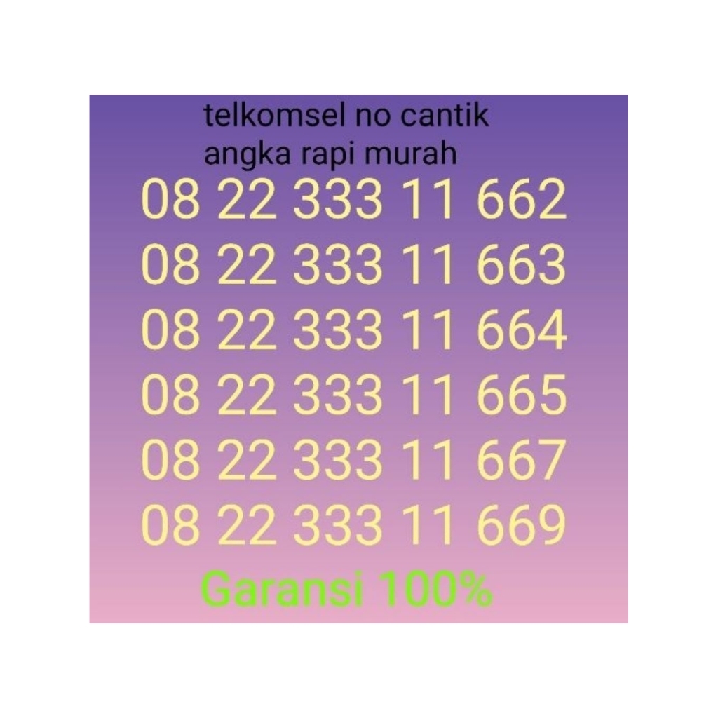 telkomsel nomor cantik angka RAPI murah pulsa 2K