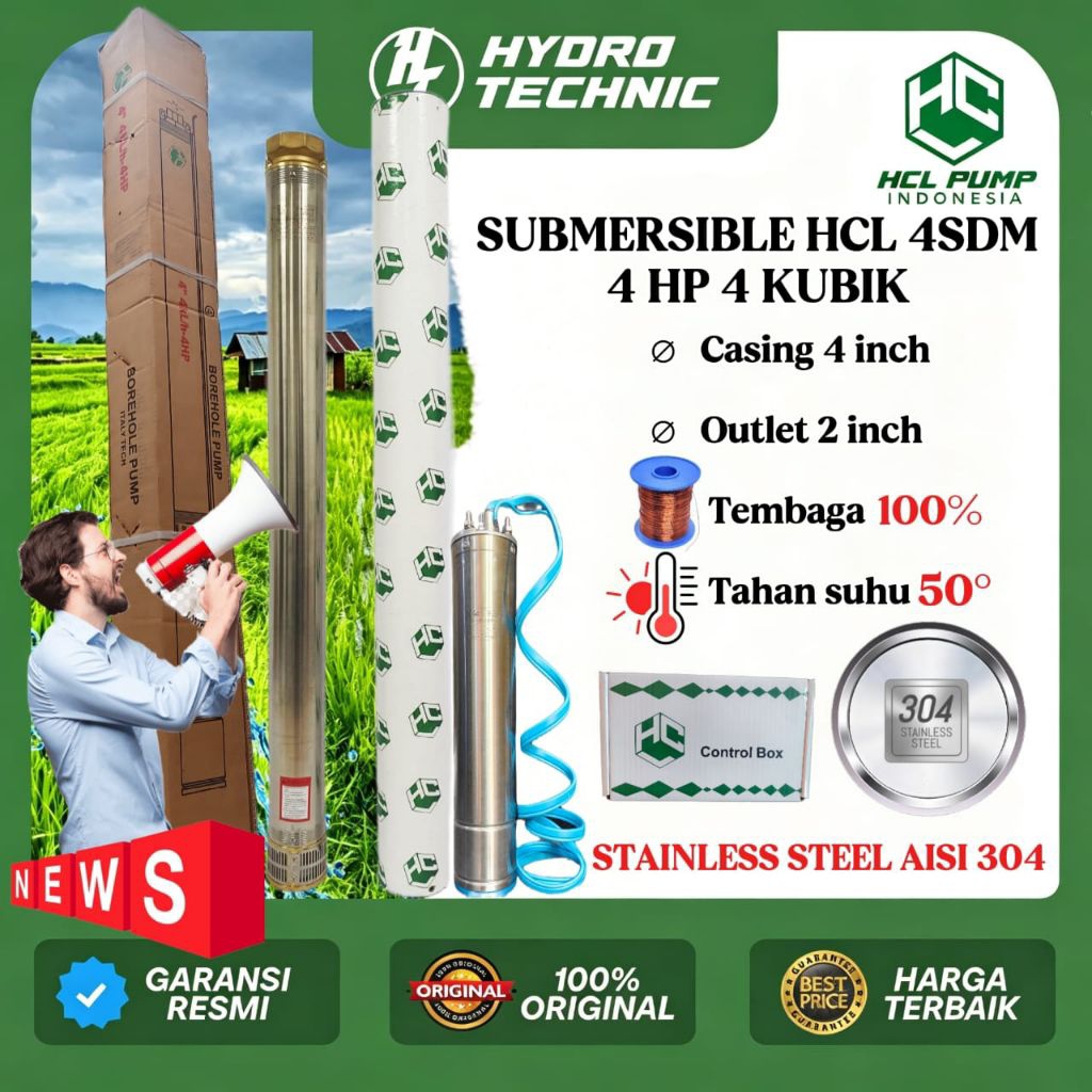 SUBMERSIBLE HCL 4 SDM 4 HP 4 KUBIK  4/32  OUTLET 2 INCH 3 PHASE