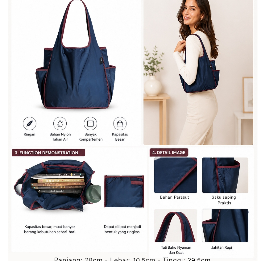 GROSIRAN OMYGOOSE Tas Belanja Lipat Shopping Bag Tas Lipat Foldable Tote Bag Medium Ringan TFW 0320