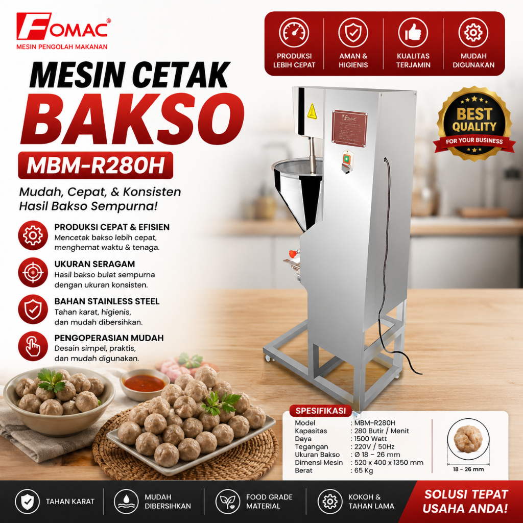 FOMAC MESIN CETAK BAKSO / MEAT ROLL MAKER (FOMAC) MBM-R280H