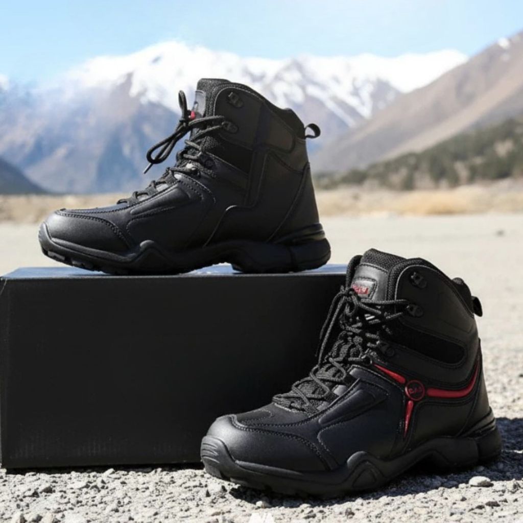 Delta 5AA Sepatu Boots Safety Tactical Satpol pp Polisi TNI Pdl PDH Hiking Gunung Pria Original Kerj