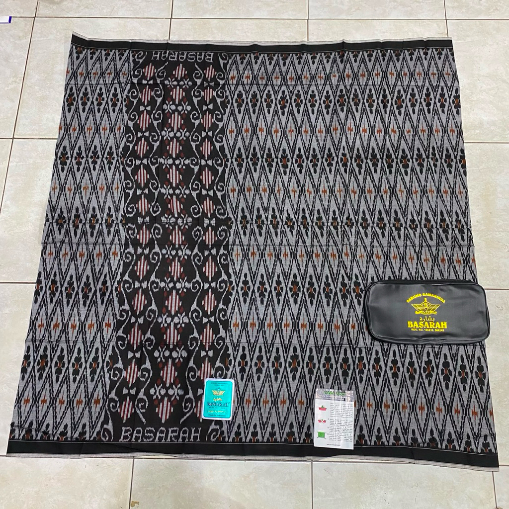 SARUNG TENUN BASARAH MOTIF KWG SUDAH JAHIT TENGAH BAHAN MEHRES PREMIUM