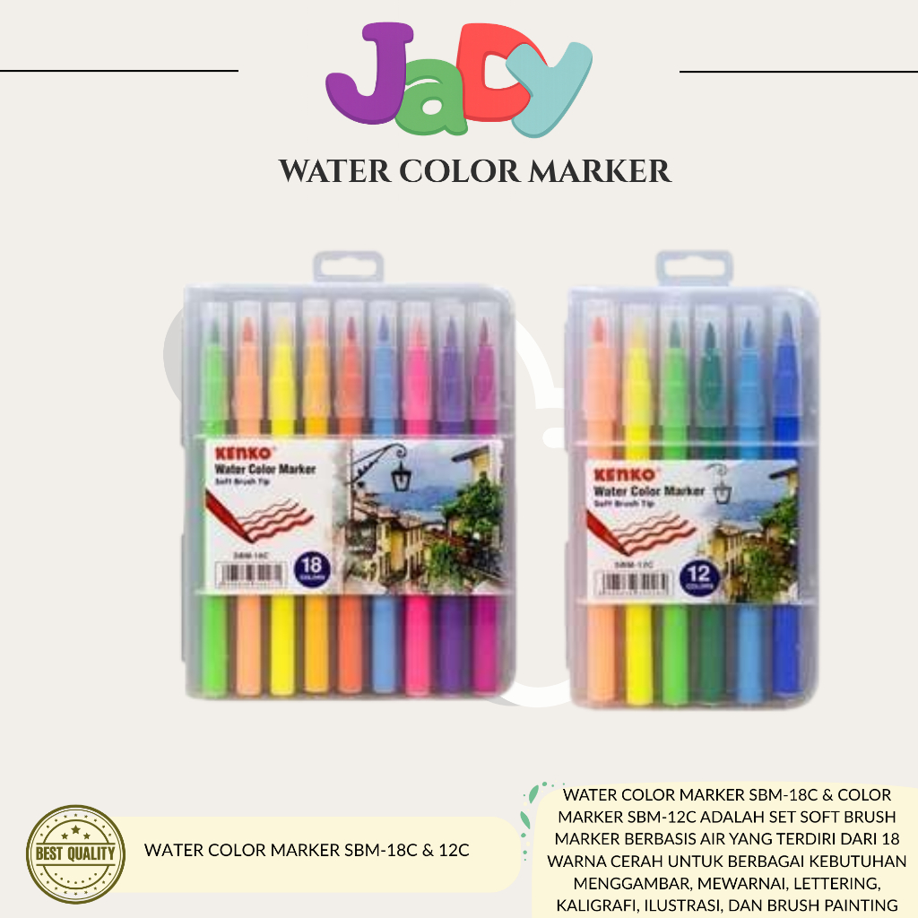 Water Color Marker SBM-18Cset soft brush marker berbasis air