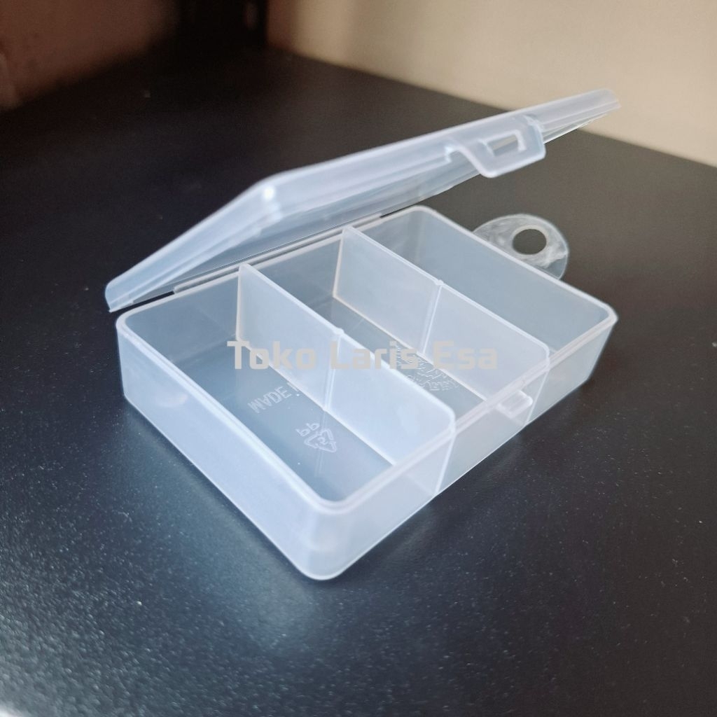 Box Serbaguna Mini 3 Sekat Plastik Transparan/Penyimpanan Serbaguna Mini 3 Sekat