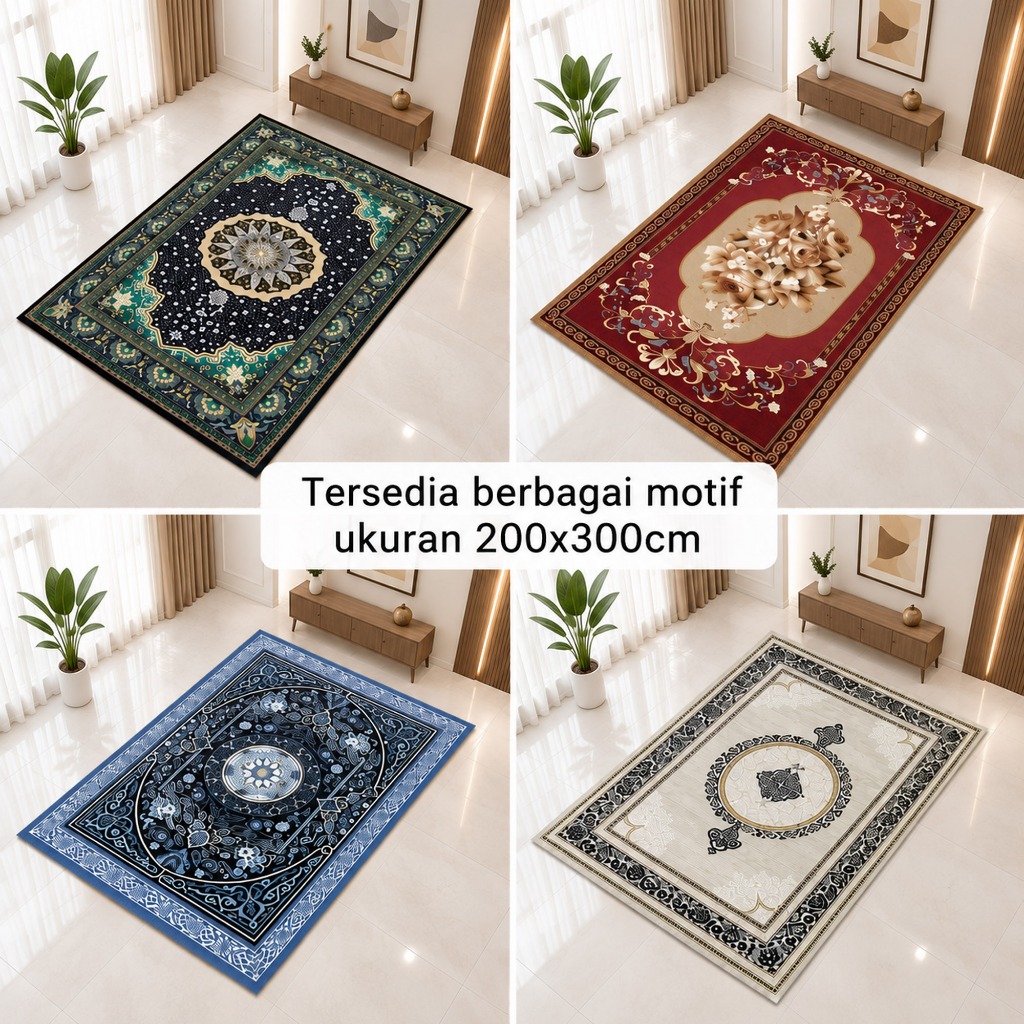 [Umi Yuli] - Karpet Polyester Jumbo 200x300CM Permadani Premium Anti Slip Motif Turky Ruang Tamu