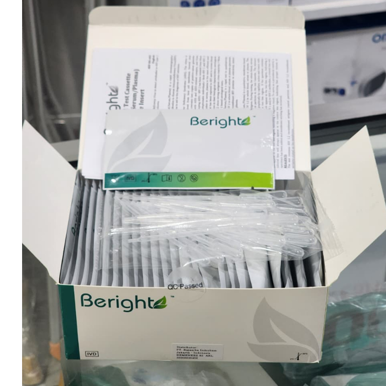 HIV 1.2 RAPID TEST CASSETTE BERIGHT HARGA PER BOX ISI 25 PCS / RAPID TEST HIV CASSETTE WHOLE BLOOD /