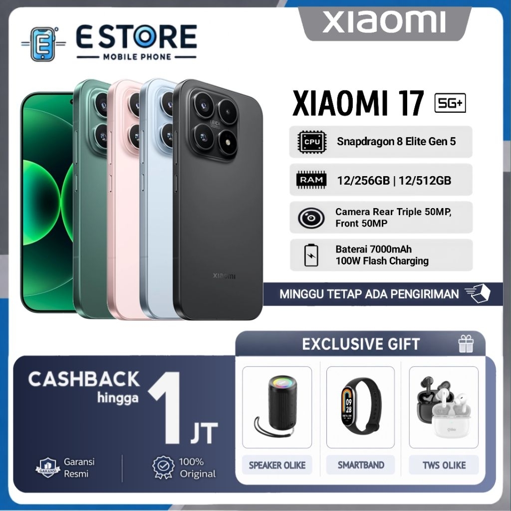 XIAOMI 17 5G [12/256GB] [12/512GB] - Snapdragon 8 Elite Gen 5, Triple 50MP Camera - Xiaomi17 Mi17