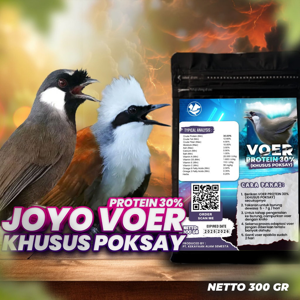 MAKANAN BURUNG POKSAY | VOER BURUNG POKSAY | VOER HARIAN | VOER NUTRISI KOMPLIT | VOER HARIAN KHUSUS