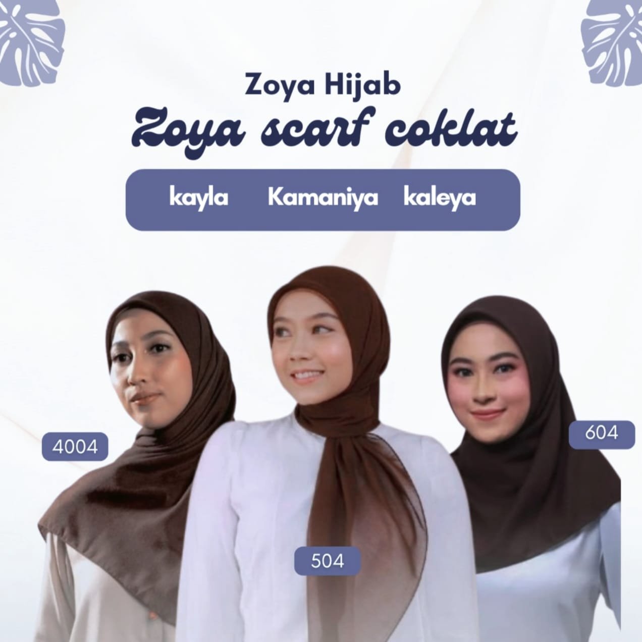 HIJAB SEGIEMPAT ZOYA SCARF COKLAT - kamaniya, kayla, dan new kaleya