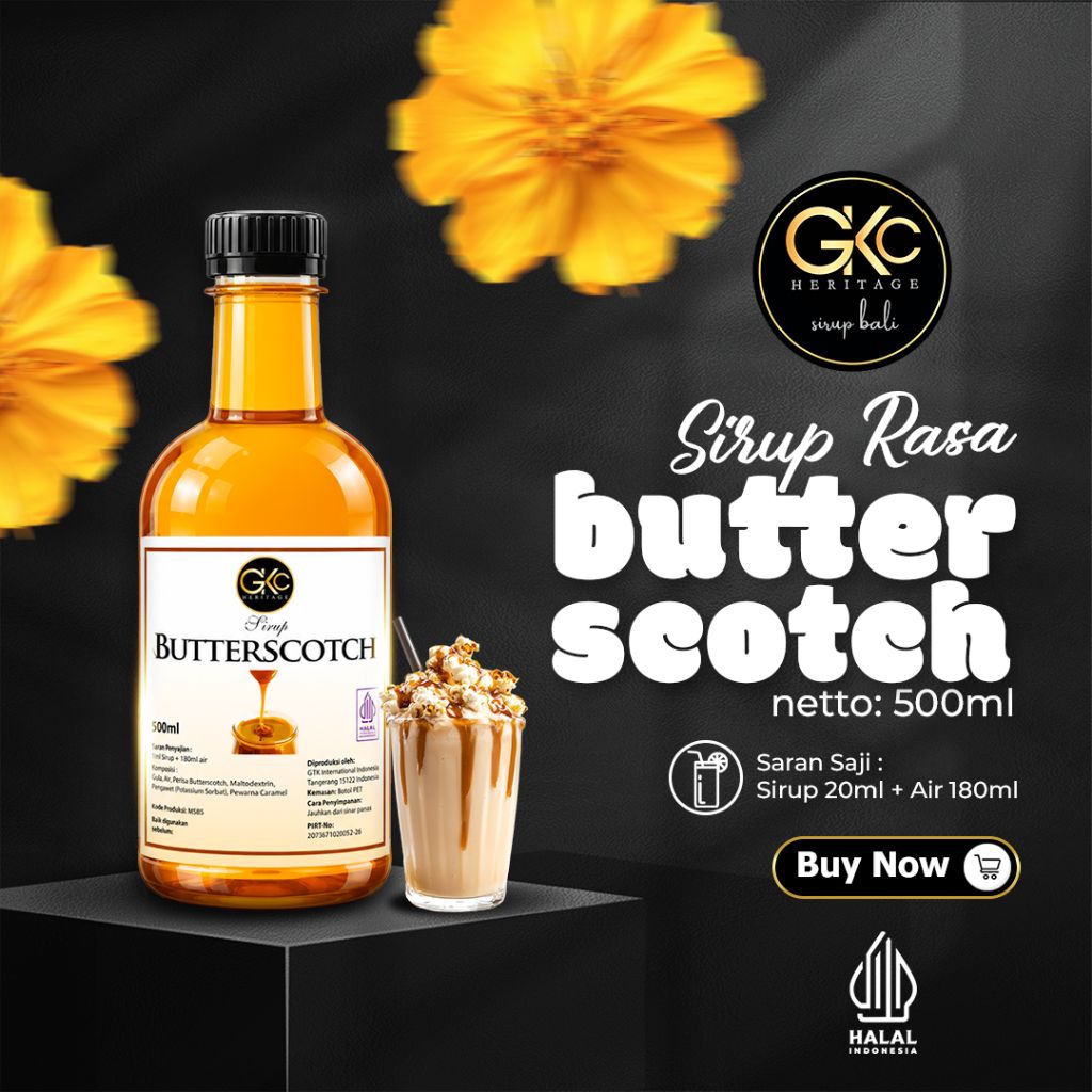 Sirup Premium Rasa Butterscotch GKC Heritage 500ml Halal - Butterscotch Syrup