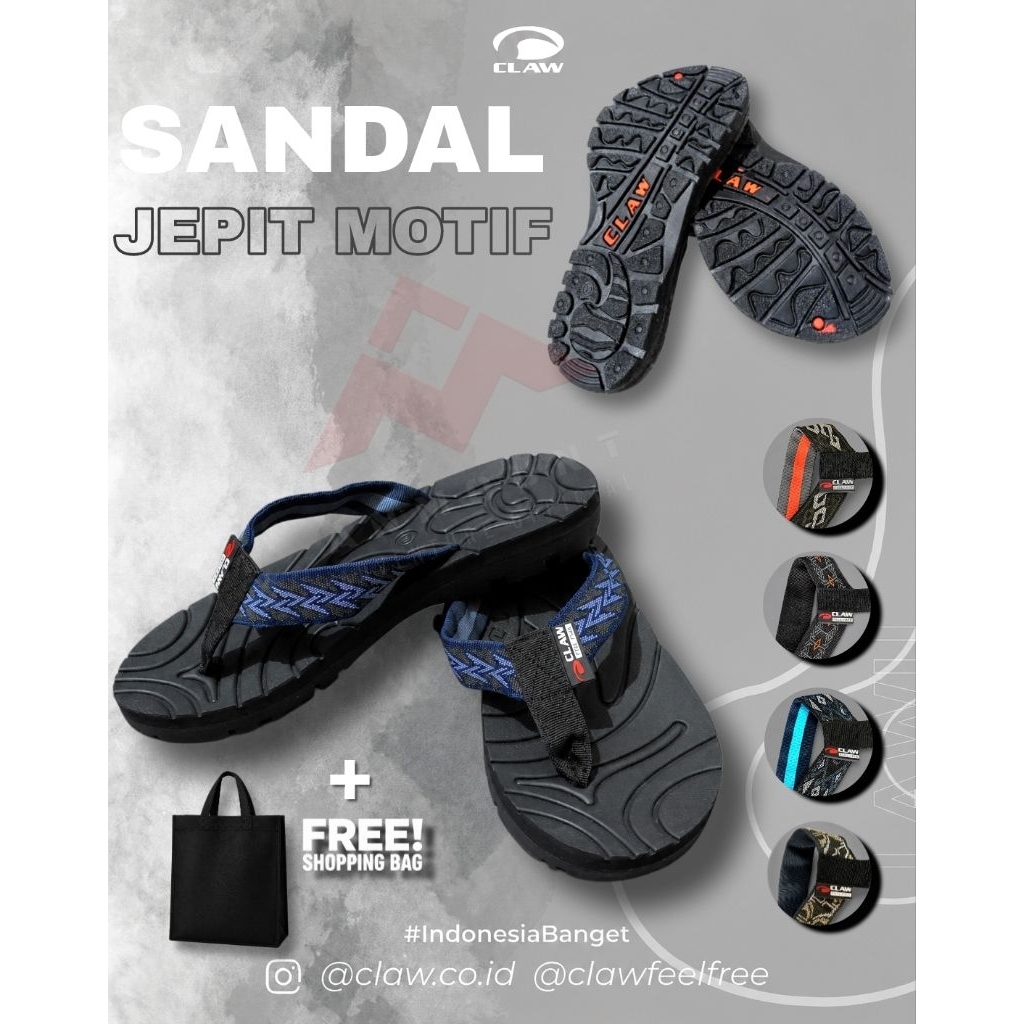 Sandal Claw / Sandal Jepit Claw Motif / Sandal Jepit Claw Hitam / Sandal Outdoor / ANMOUNT