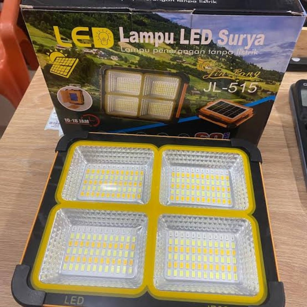 Lampu LED Portabel JL-515 Plus dengan 4 Mode Cahaya, Pengisian Surya, Kapasitas 18000mAh