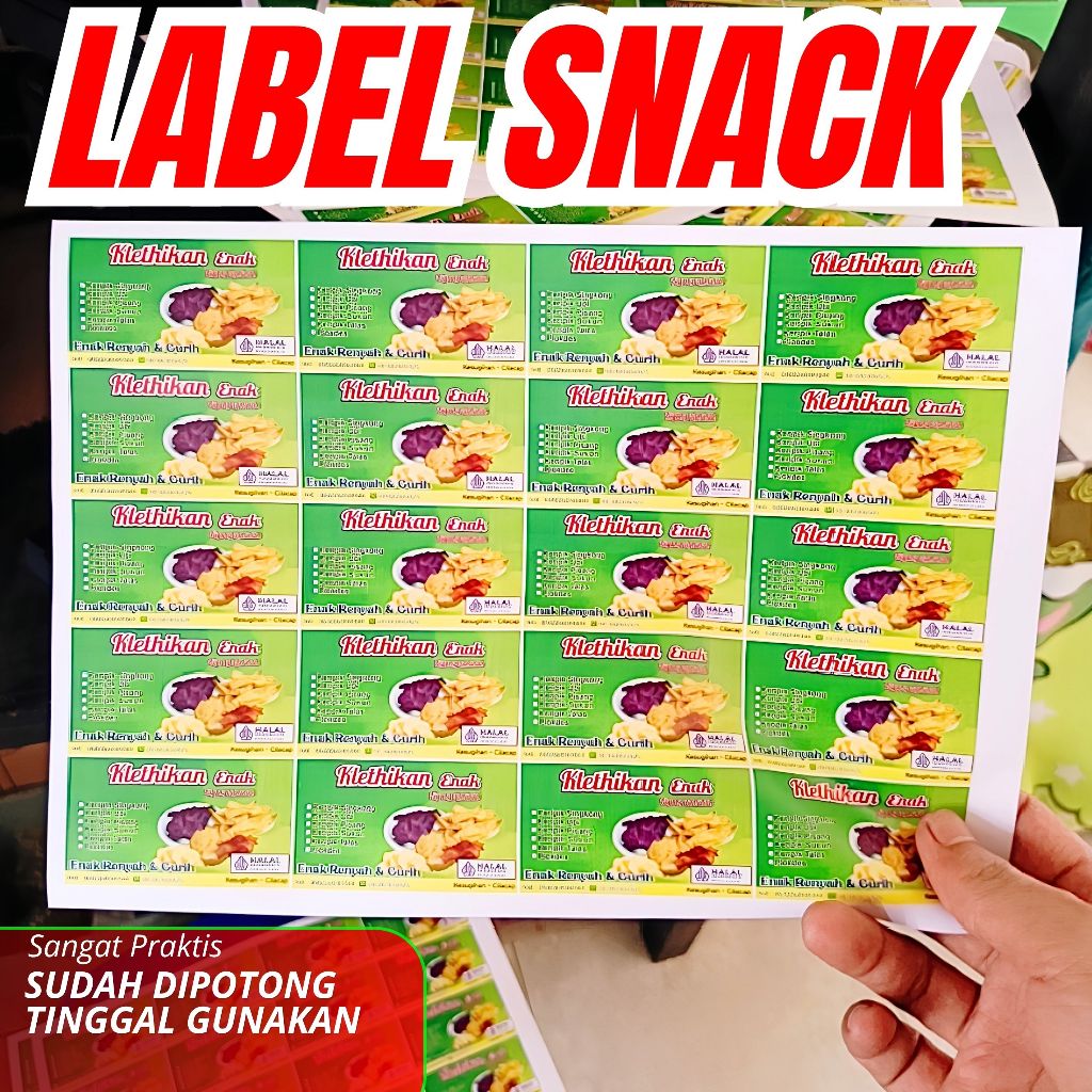 PROMO Cetak label Produk isi 100 Lembar / Label Snack Cemilan / Label Makanan Ringan