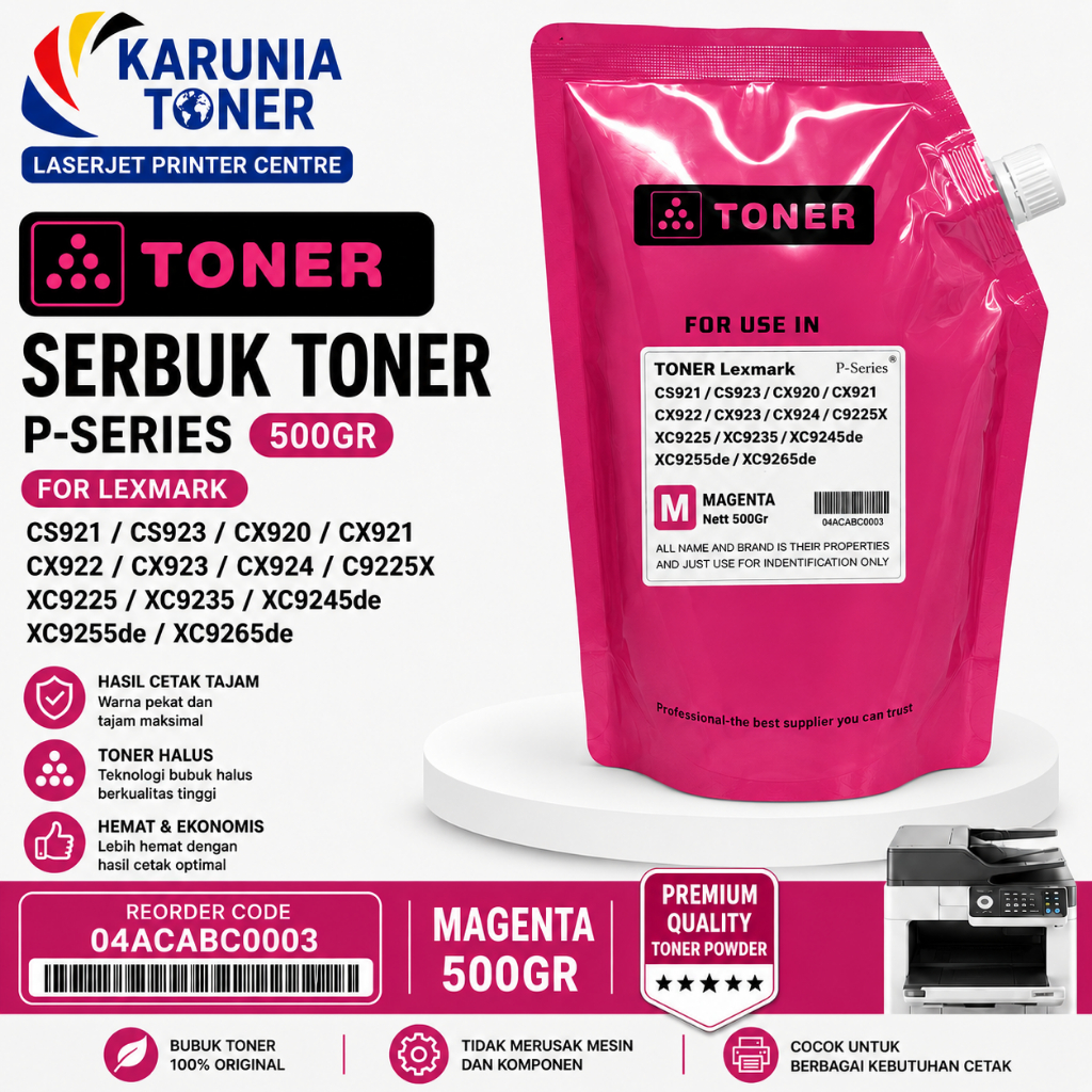 Serbuk Toner P-series For Lexmark CS921 CS923 CX920 CX921 CX922 CX923 CX924 C9225 XC9225 XC9235 XC92