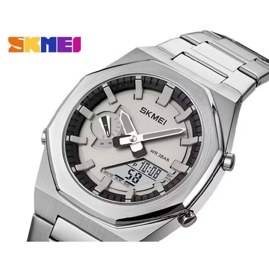 Jam Tangan Pria Digital Analog SKMEI 1816 ORIGINAL Silver Water Resistant