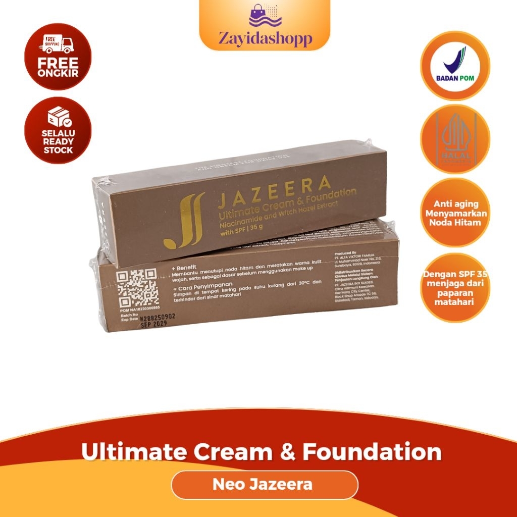 Neo Jazeera Ultimate Cream & Foundation Alas bedak fondi- Antioksidan, Ringan, Tahan Lama menyamarka