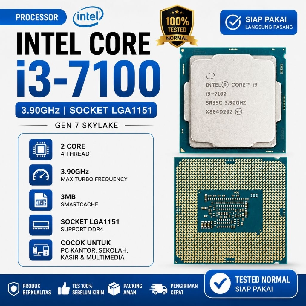 Processor Intel Core i3-7100 3.90GHz Socket LGA1151 Gen 7 Bekas Normal