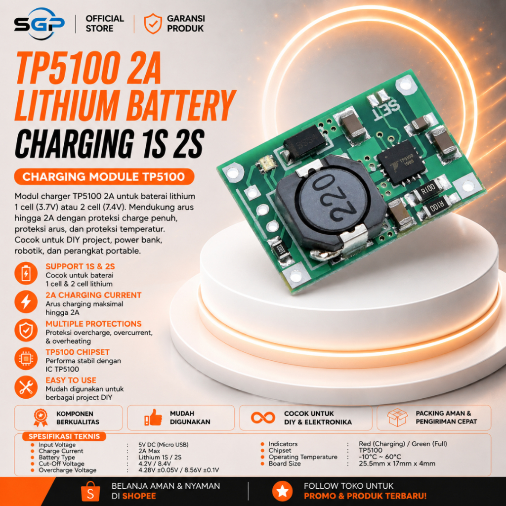TP5100 2A Lithium Battery Charging 1S 2S Charger Batre 18650 TP 5100 Modul TP5100 2A 1S 2S Module Ch