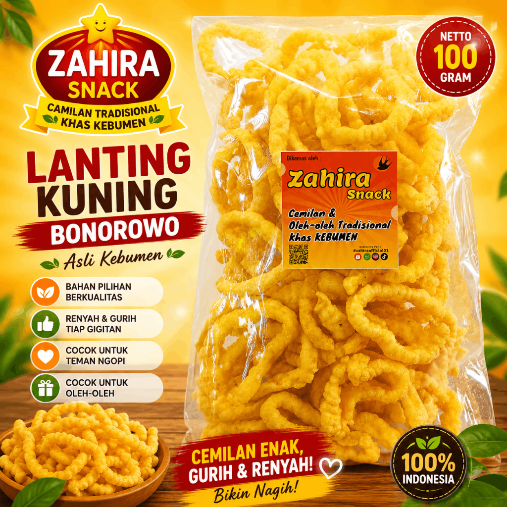 Lanting Singkong Klanting Kuning Bonorowo Oleh-oleh Khas Kebumen 100gram