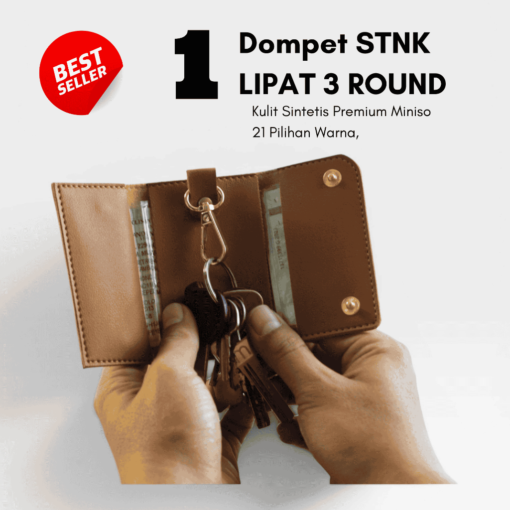 Dompet Gantungan Kunci STNK Mobil dan Motor Model Lipat 3 Round/ Gantungan Kunci Motor Mobil PU Leat