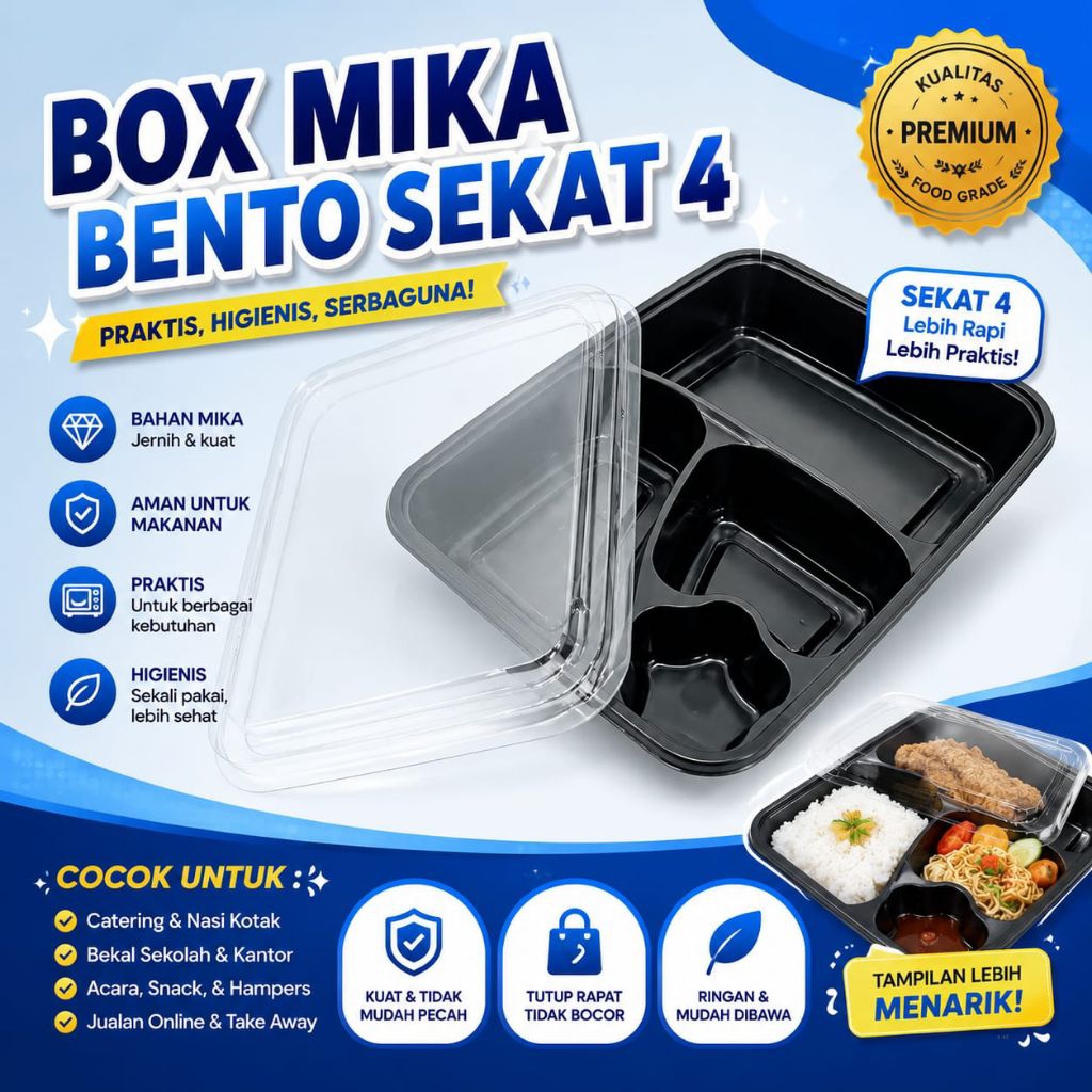 BENTO BOX WADAH BENTO CATERING isi 50 pcs / NASI BENTO / BOX BENTO BEKAL / WADAH BENTO/ WADAH SEALER