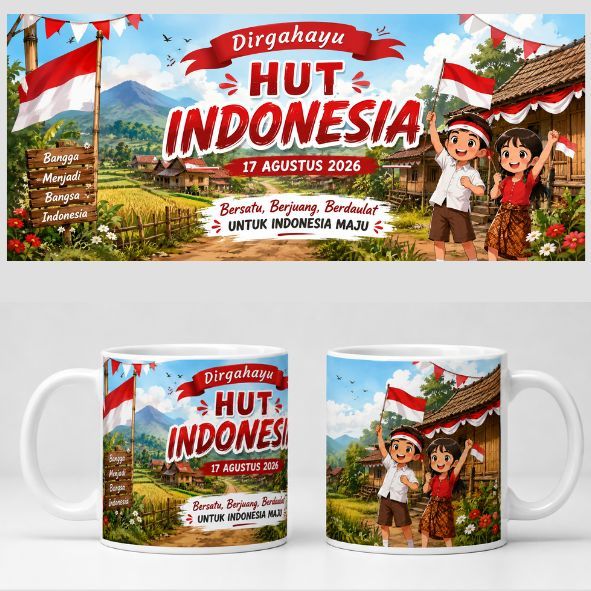 Mug Custom Kemerdekaan Merah Putih Edisi Kilat langsung kirim, Desain Bebas, Harga 2 Pcs, Souvenir