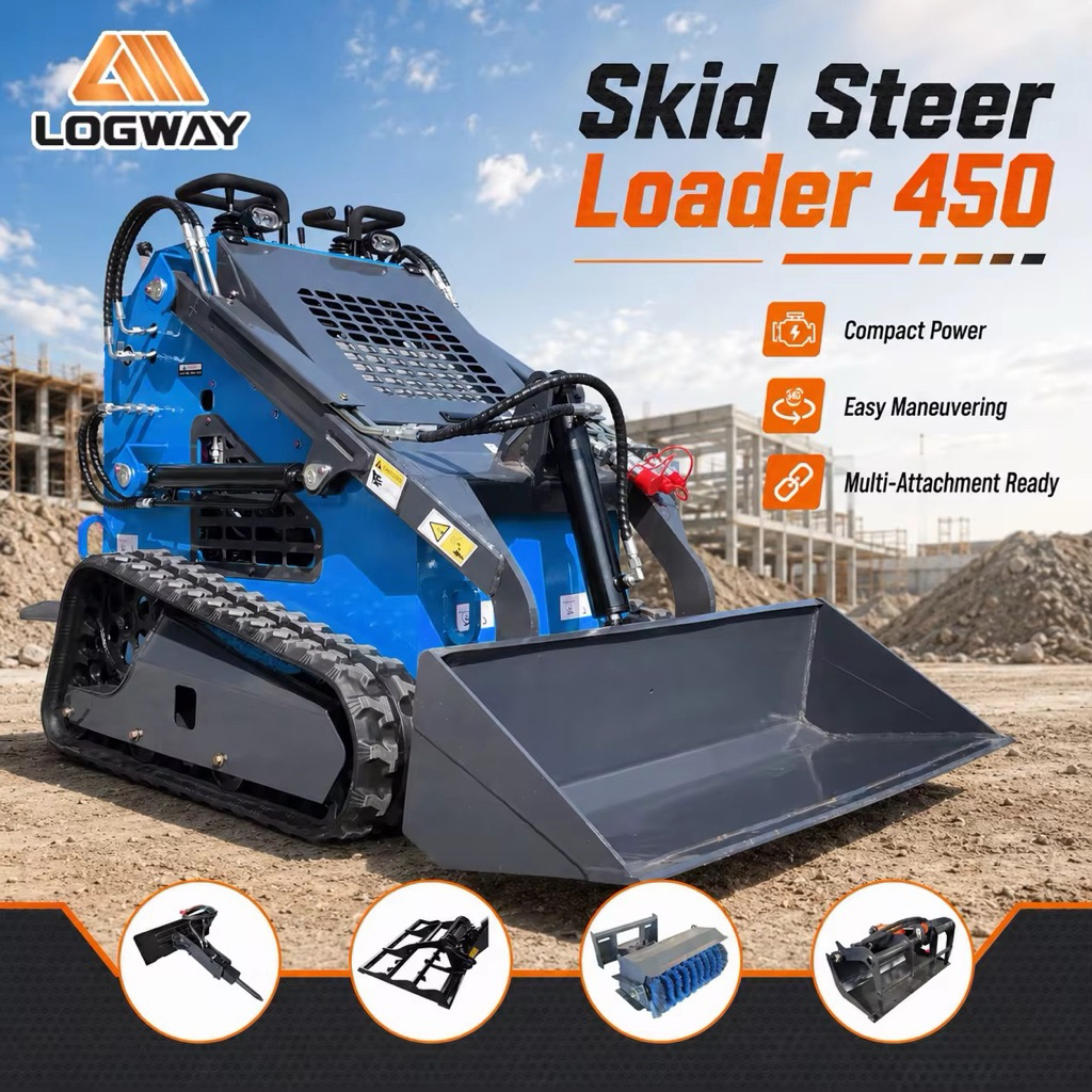 Mini Skid Steer Loader LOGWAY 450 Hydraulic Quick Attach | Mini Loader | Track Loader | Mesin Konstr