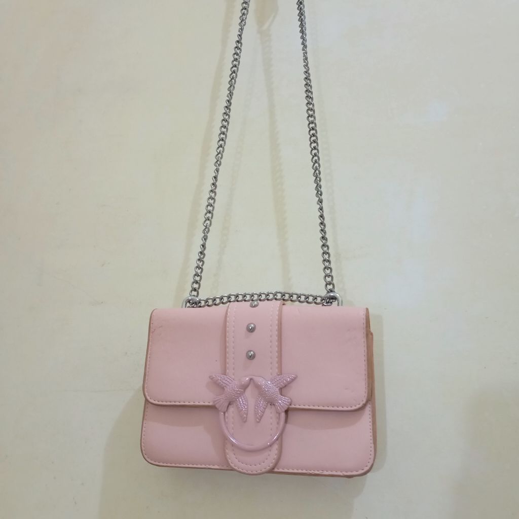 Pinko Love Bag Lookalike Tas Selempang Rantai Wanita Pink