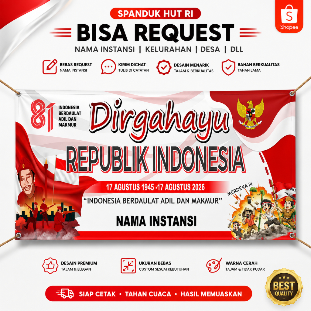 Spanduk 17an - spanduk dirgahayu RI ke 81 - Banner HUT RI