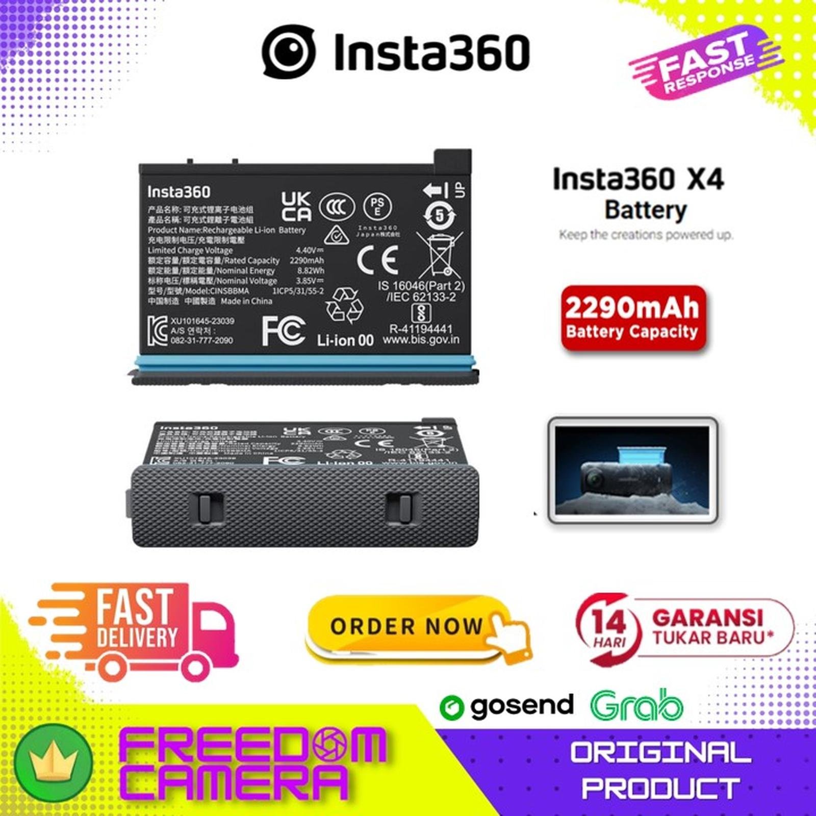 Insta360 X4 Battery for Insta 360 X4 Baterai Original
