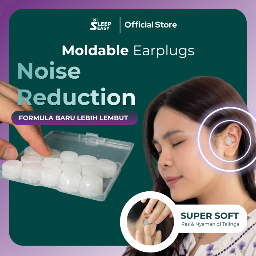 SLEEP EASY - Moldable Earplug - Penutup Telinga - Earplug -  Peredam Suara - Penutup Telinga untuk T