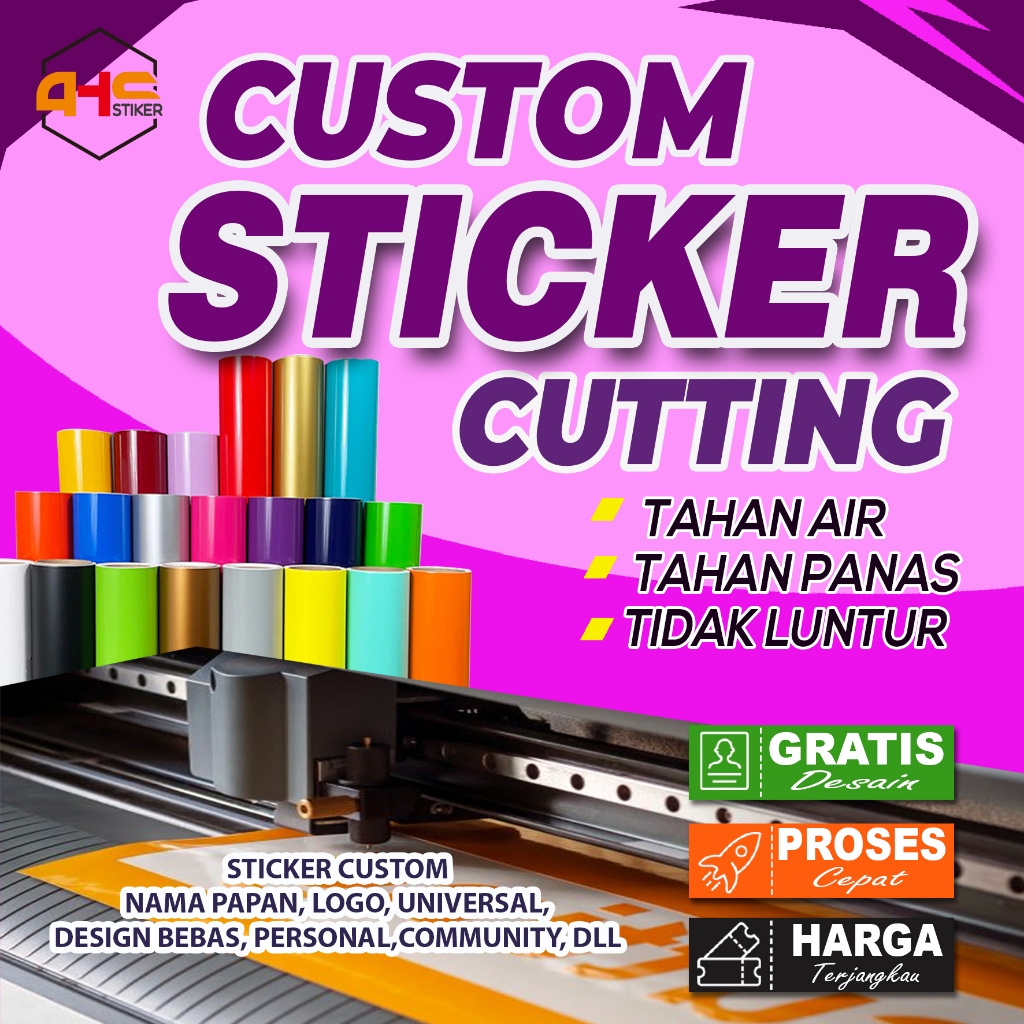 Cetak sticker cutting custom/logo/motor/label/kaca/mobil