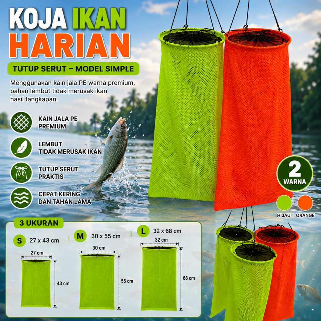 Koja ikan - Koja ring 1 - Wadah hasil mancing - Korang ikan model simple - Koja ikan bahan Pe Halus 