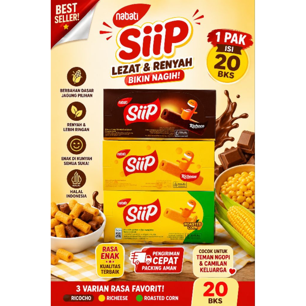 NABATI SIIP / SNACK NABATI SIIP / Nabati Siip Keripik Renyah Keju Jagung Bakar Cokelat Gurih