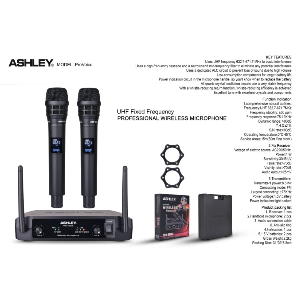 MIC WIRELESS ASHLEY PRO VOICE/ Mic Wireless Ashley Pro Voice/ mic wireless ashley pro voice